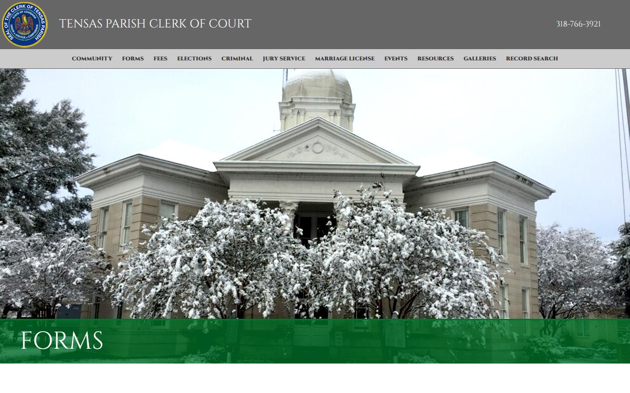 Tensas Parish clerk form download list and contact form used for Saint Joseph warrant record requests