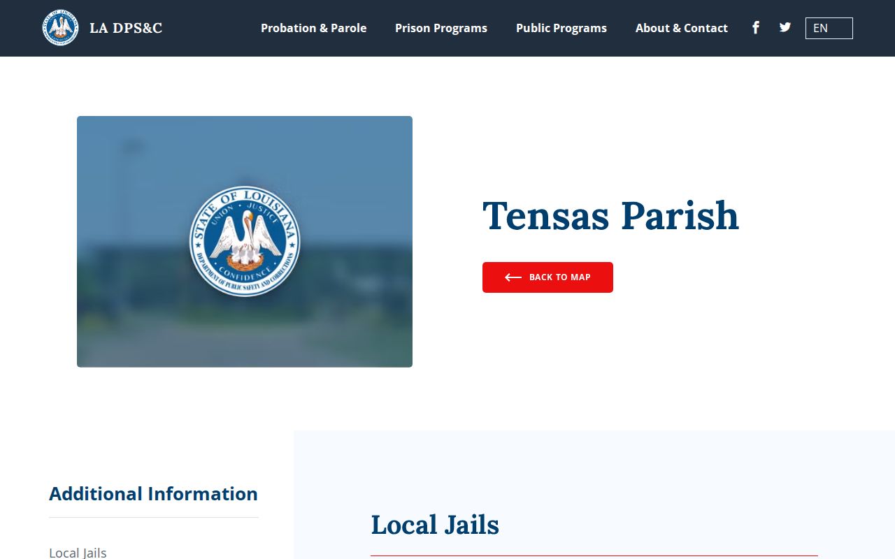 Tensas Parish Detention Center address and contact layout used for warrant booking and intake questions